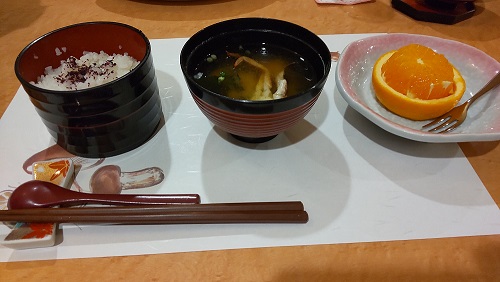 堂ヶ島温泉ホテル 夕食 最後にご飯・デザート